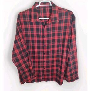 Men's Flannel Long Sleeve button down western work shirt Warm red plaid 4X Tall